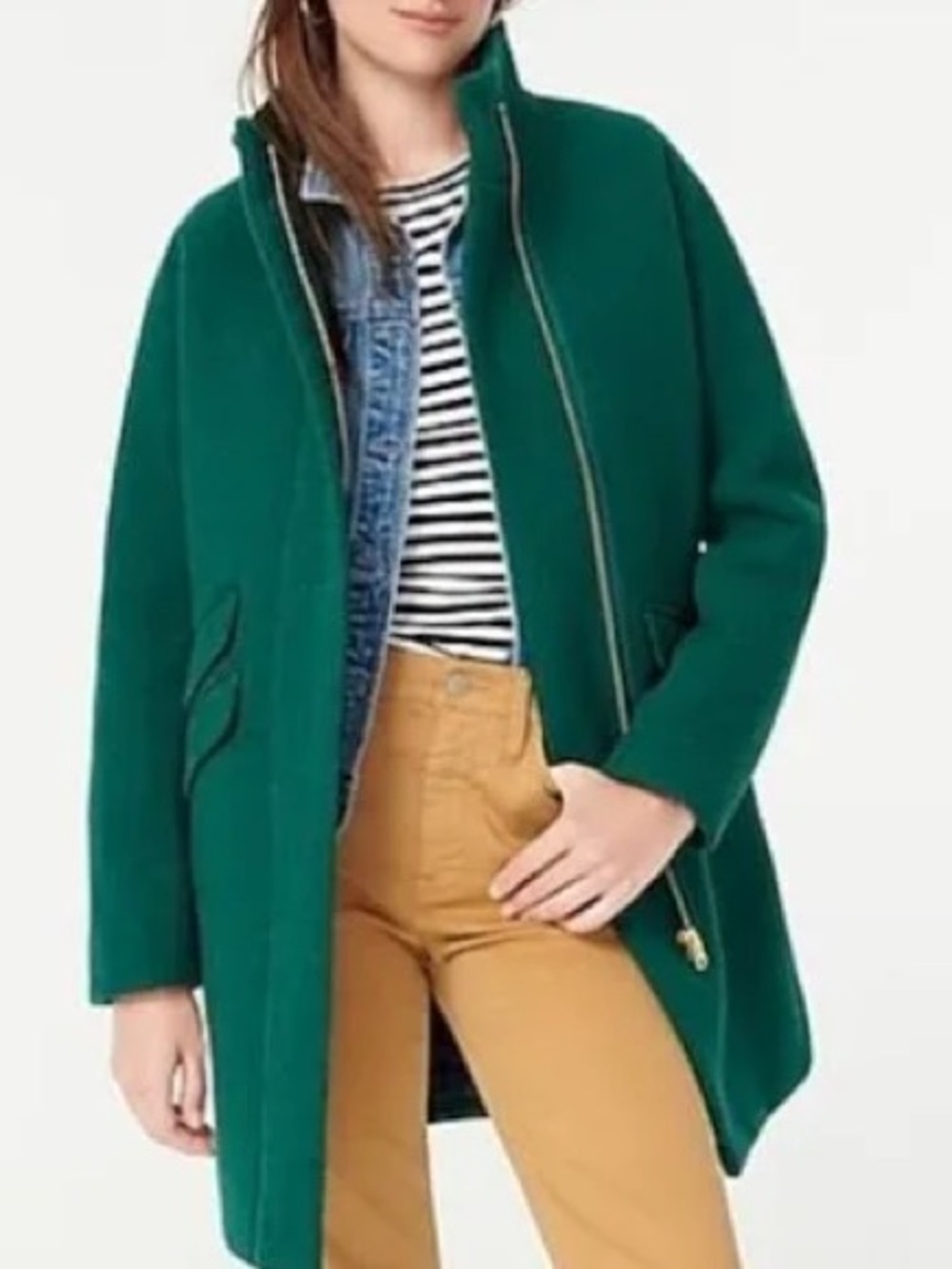 J.Crew Cocoon Coat in Italian Stadium-Cloth Wool Forest green size 2P